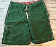 Vintage Polo Ralph Lauren Swim Trunks Mens Large Green Red Pony Cargo Lined 10"