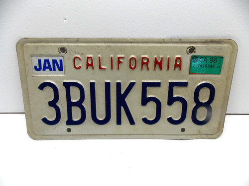 CALIFORNIA LICENSE PLATE 3BUK558 *