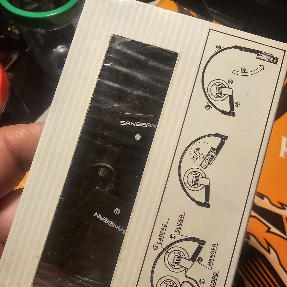 Fones de ouvido Sangean vintage compacto dobrável NOVO NA CAIXA ORIGINAL - Imagem 2 de 4