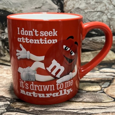 M&M Mug Cup I Dont Seek Attention Red 2023 Coffee Drinks Collectible