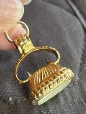 Victorian Pinchbeck Georgian White Glass Intaglio Fob Crack