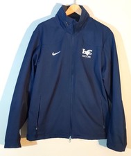 NIKE Athletic Jacket Windbreaker Lined Hooded Full-Zip Sz L Nav Lightweight Warm