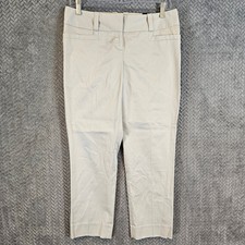 The Limited Drew Fit Ankle Pant Womens 4 Beige Low Rise Straight Cotton Trousers
