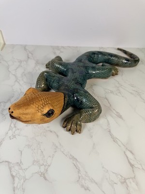 VTG XXL Colpitts Lizard Gecko Hand Sculpted/Painted Artist Signed 20x10 