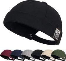 Tiakay Mens Cotton Brimless Docker Cap Skullcap Adjustable Skull-Cap Sailor Hats
