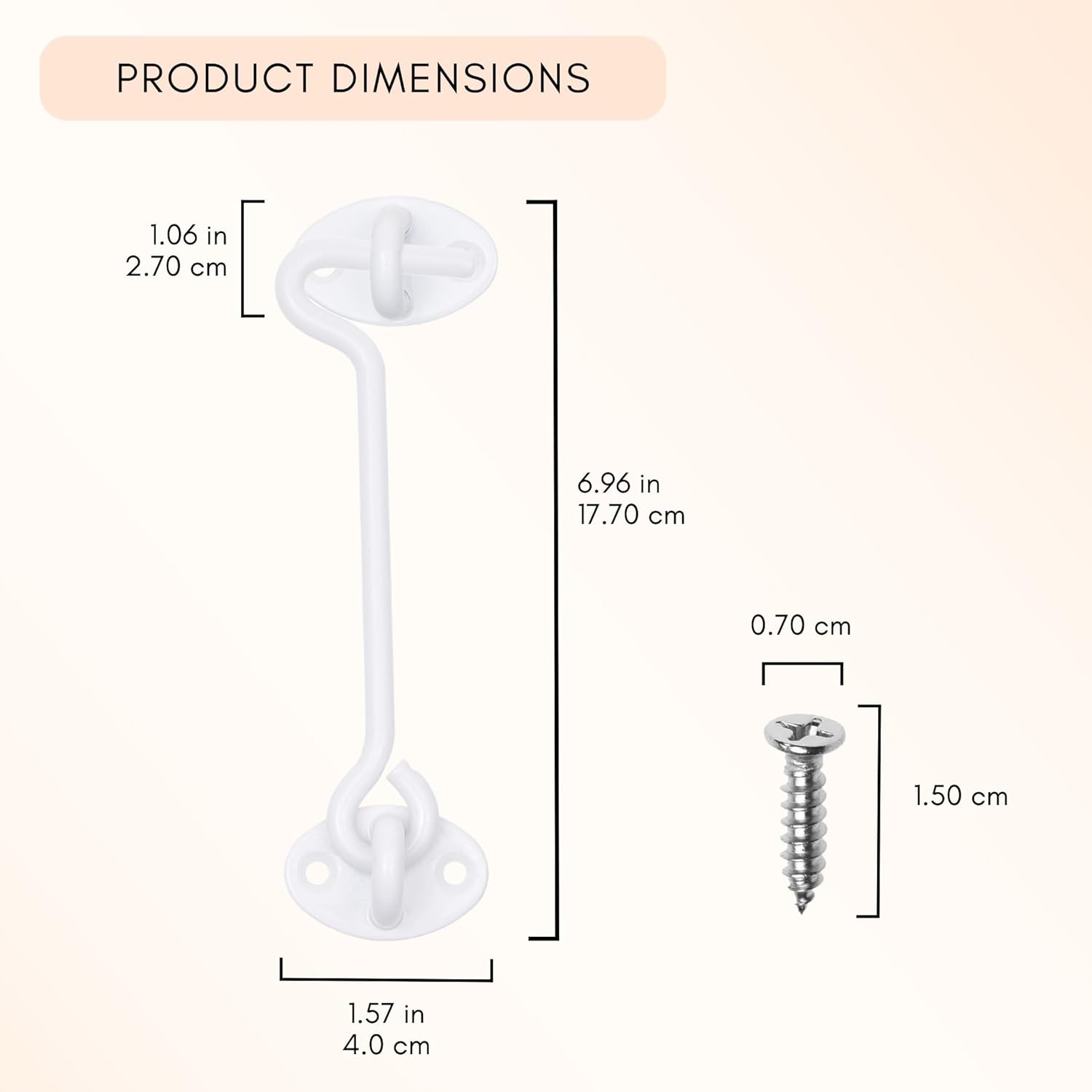 6-inch Heavy Duty Hook and Eye Latch - 1x Barn Door Lock (White), 4X Mounting