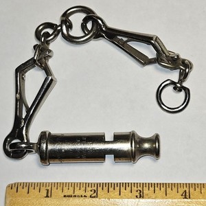 Vintage METROPOLITAN FIRE & POLICE WHISTLE B&R/Swivel Scissor Clasps/Heavy Duty
