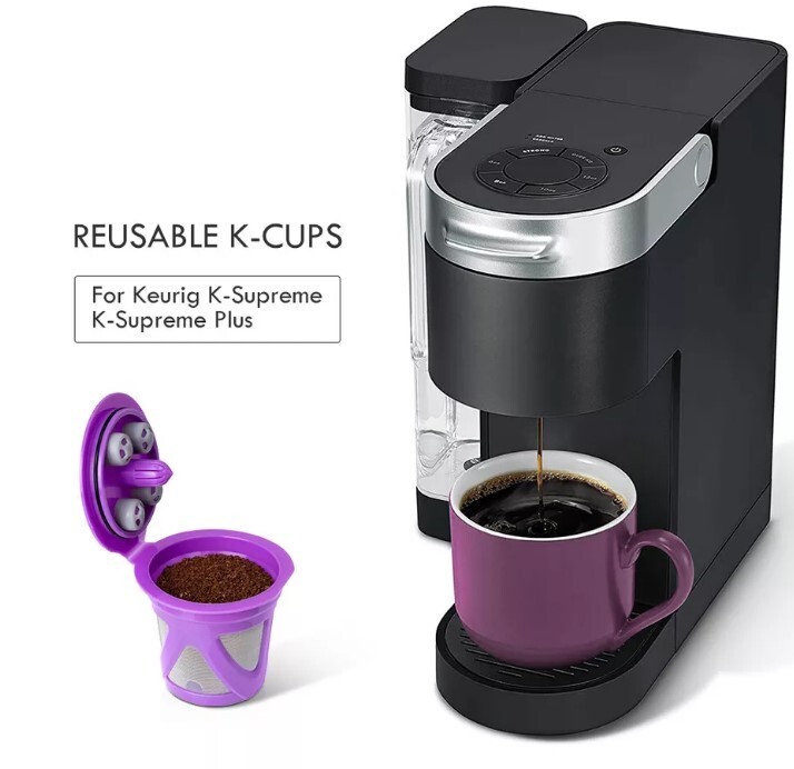 PURPLE Reusable Universal K-Cup Coffee Filter Pods for KEURIG K-Supreme Plus