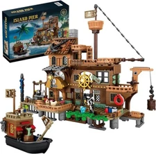 Creative Medieval Pirate Island Fortress Castle Building Blocks Adventure Ship