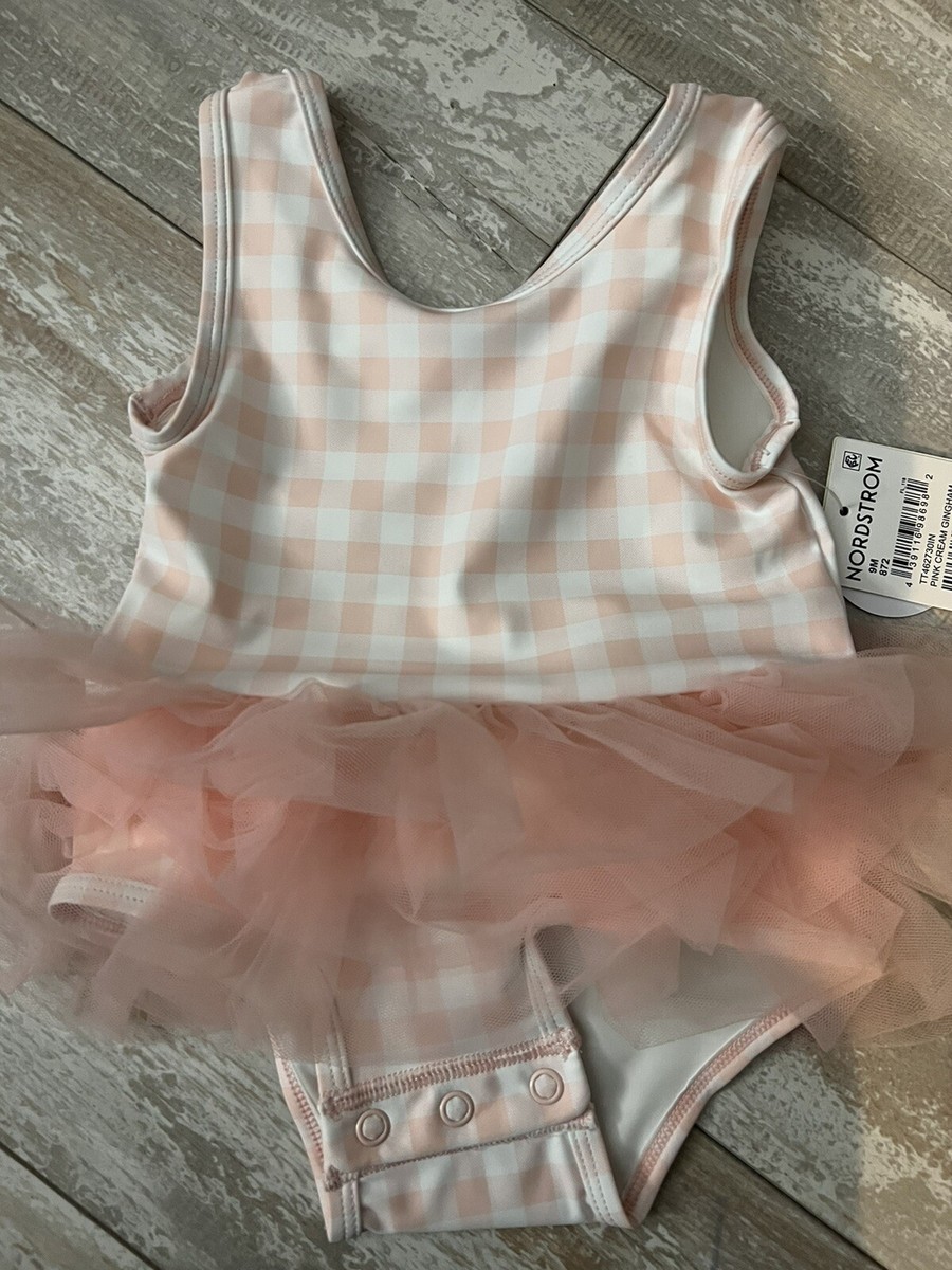 Tucker+Tate baby girls bathing suit gingham Print W tutu Pink