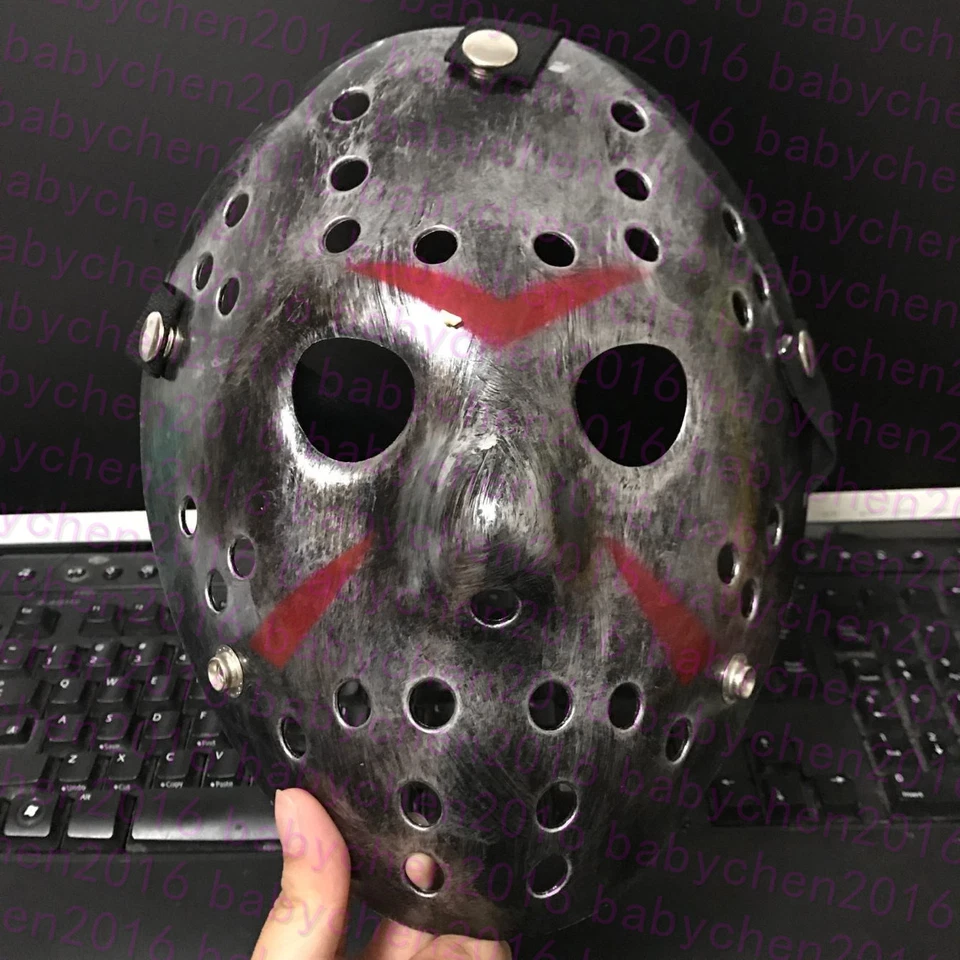 Máscara de Halloween antigua Jason rara Voorhees viernes 13 hockey máscara de miedo blanca Foto 3 de 4