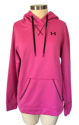 Under Armour Women's Hot Pink Hoodie Hooded Sweatshirt with Pocket Size M Loose