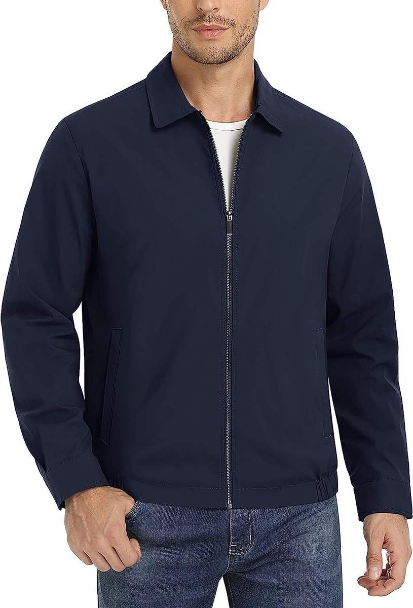 Men's Lightweight Jackets Full Zip Coat Casual Windbreaker Jacket with  Pockets