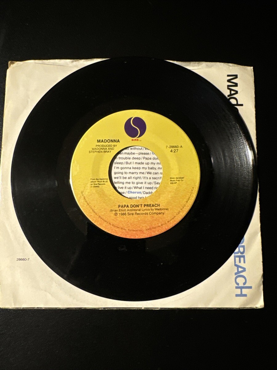 Madonna Papa Don't Preach/Pretender [Sire 28660-7] 1984 45 rpm | eBay