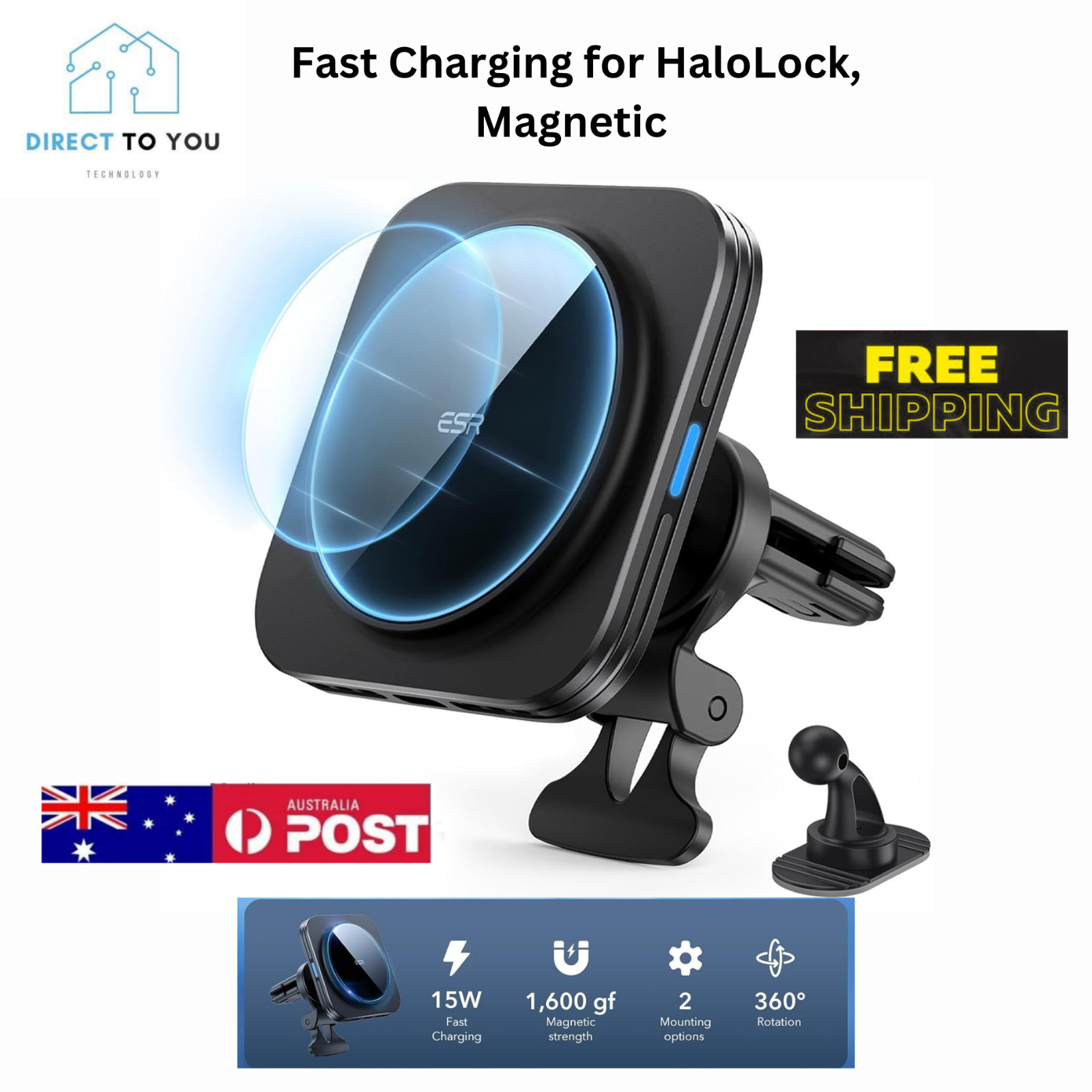 ESR Car Tesla,15/14/13/12 iPhone Compatible MagSafe, Mount Fast Charge HaloLock