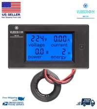 100A AC LCD Panel Digital Power Watt Meter Monitor Voltage KWh Voltmeter Ammeter