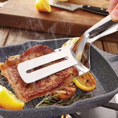 Stainless Steel Kitchens Tong Multi-purpose Gripper Bread Clip Steak Clamps NEW