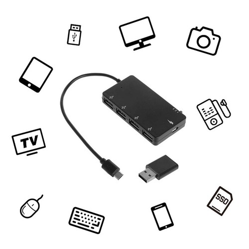 Micro USB OTG 4 Port Hub Power Charging Adapter Cable For Smartphone Tablet - Picture 7 of 9