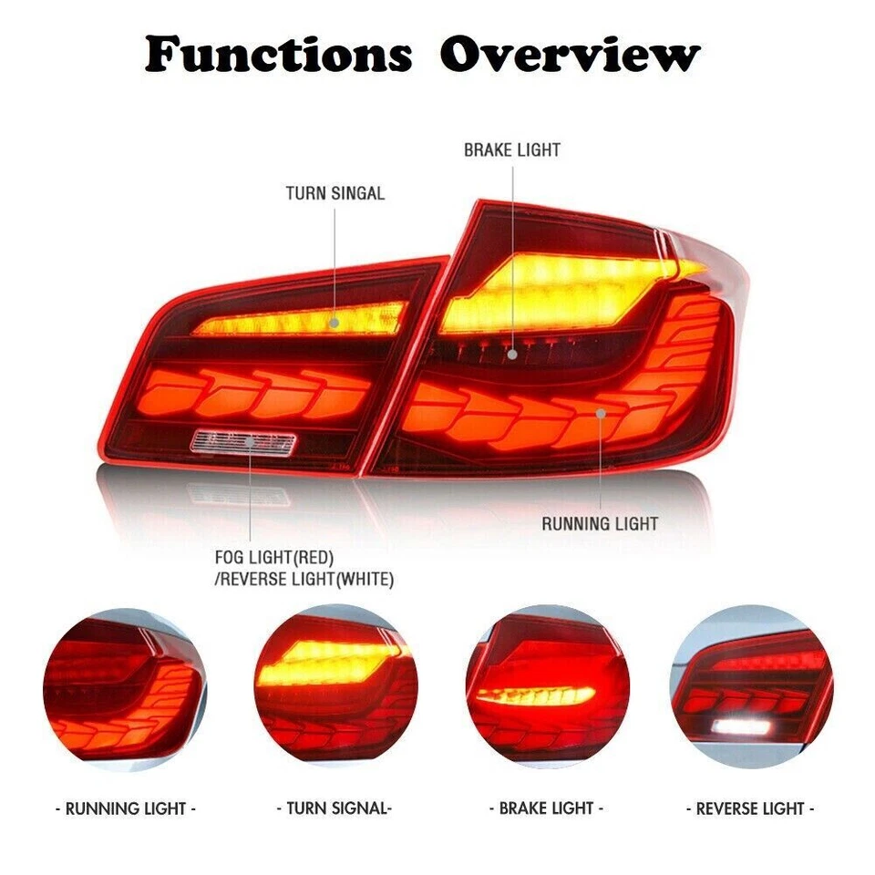 Pair LED GTS Tail Light For BMW 5 Series F10 F18 M5 2011-17 w/Start-up Animation Foto 2 de 4