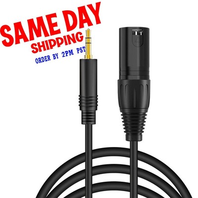 9ft/3m XLR 3-Pin Male to 3.5mm 1/8 Stereo Plug Shielded Microphone Mic Cable TRS