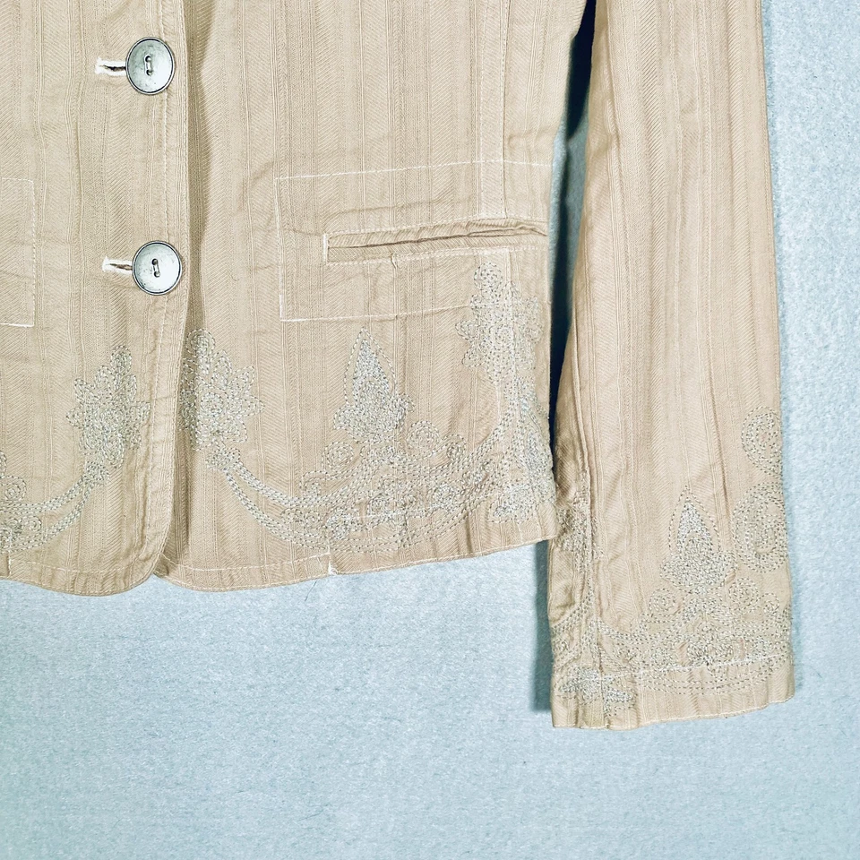 Chaqueta Johnny Was Mujer S Beige Floral Bordado Blazer Cottage Foto 3 de 4