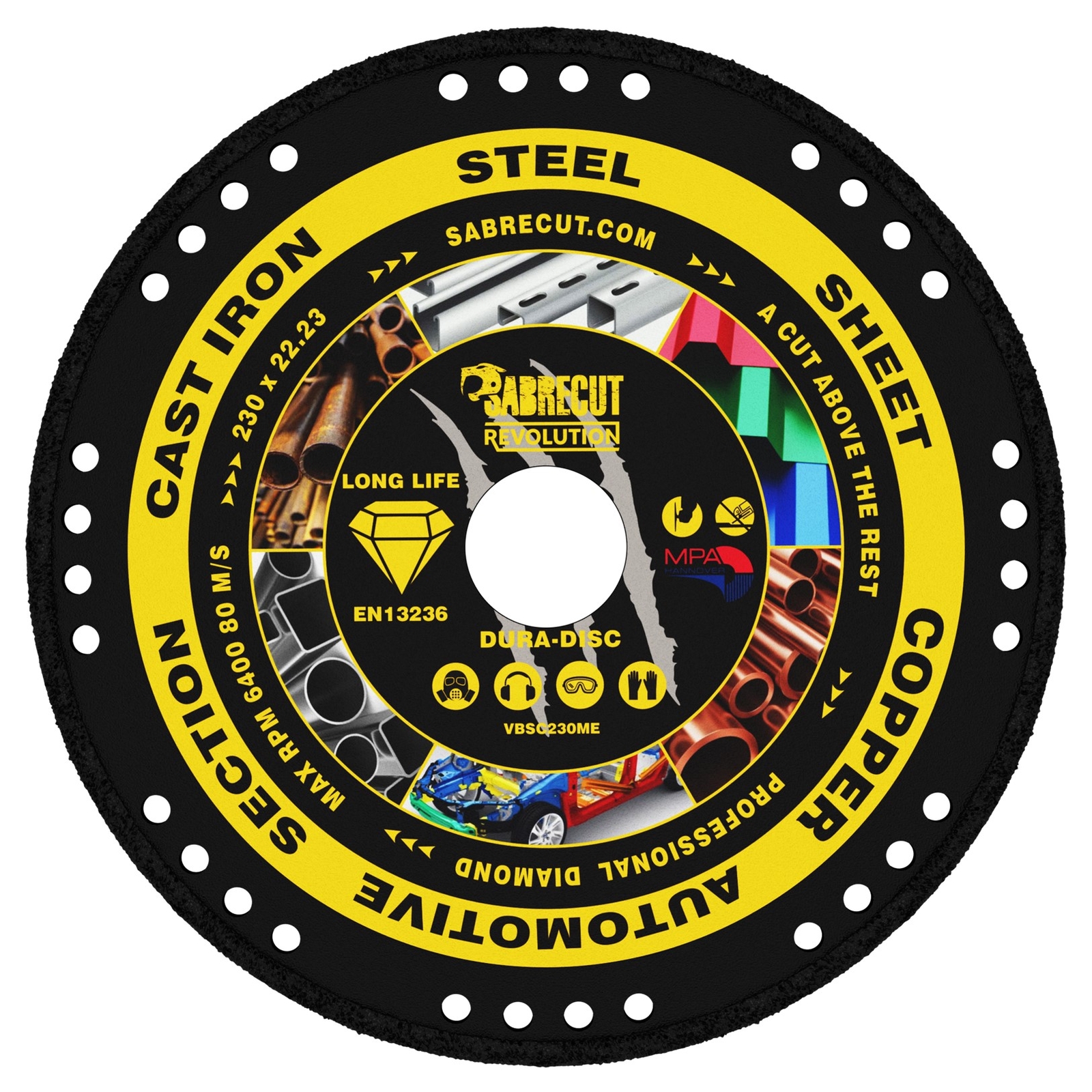SabreCut Grinder Diamond Disc Blade Metal Cutting  230mm 9 Inch LONG LIFE