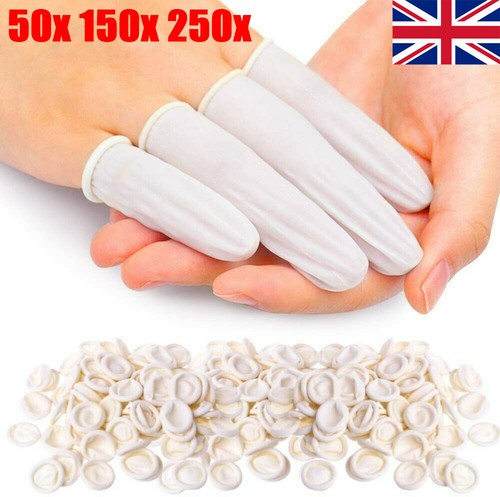 Rubber Disposable Finger Cots Non-slip Anti-static Fingertip Protector Gloves UK - Picture 4 of 17