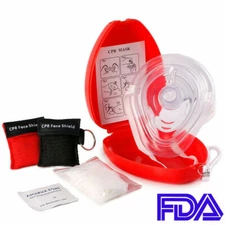 Adult/Child CPR Pocket Resuscitator Rescue Mask + 2 keychain cpr face shield