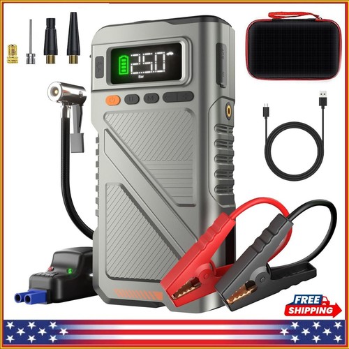 Jump Starter with Air Compressor 12V 6000A Portable Car Battery Jumper Vehicle