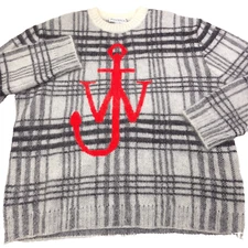 $690 JW Anderson Tartan Wool & Mohair Crewneck Jumper Sweater Mens Size Large