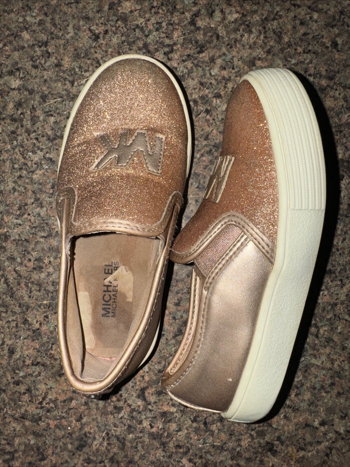 Michael Kors Sneakers Gold Girls Toddler Shoes 8 Low Top Slip On-image