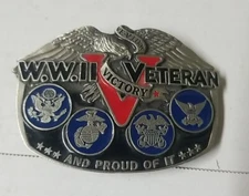 WW2 Veteran V.E V.J Day Victory The Great American Buckle Co. Belt Buckle