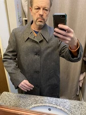 Hart Schaffner Marx Men's Large Overcoat Jacket Gray Wool Single Breasted
