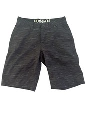 Hurley Mens Size 28 Shorts Boardshorts Hybrid Shorts Black White Zip 3995