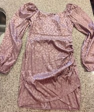 Leopard Jacquard Sweetheart Neck Wrap Satin Bodycon Dress Dusty Pink size  M