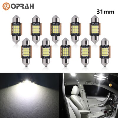 10Pcs 31MM CANBUS DE3175 Festoon LED Map Dome Interior Light Bulbs 6000K White