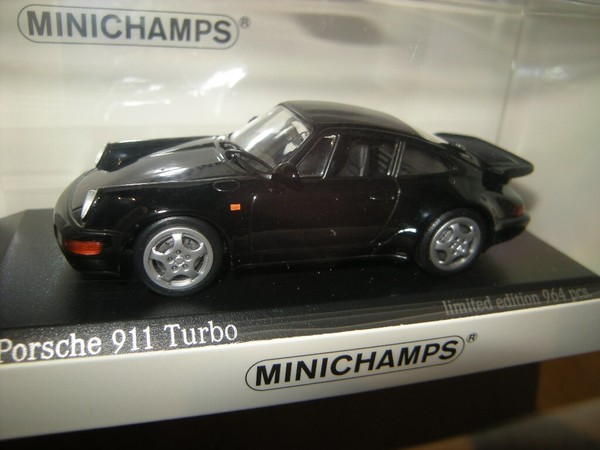 1:43 Minichamps Porsche 911 Turbo Typ 964 1990 Black In Ovp Limited Edition-image