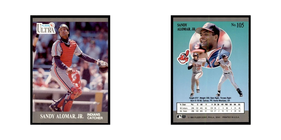 Sandy Alomar Jr. 1991 Fleer Ultra #105 Baseball Cards Baseball Card NM - Image 3 of 3