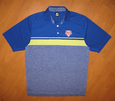 FootJoy FJ Men's Size L Large Blue Lime Short Sleeve Stretch Golf Polo Shirt
