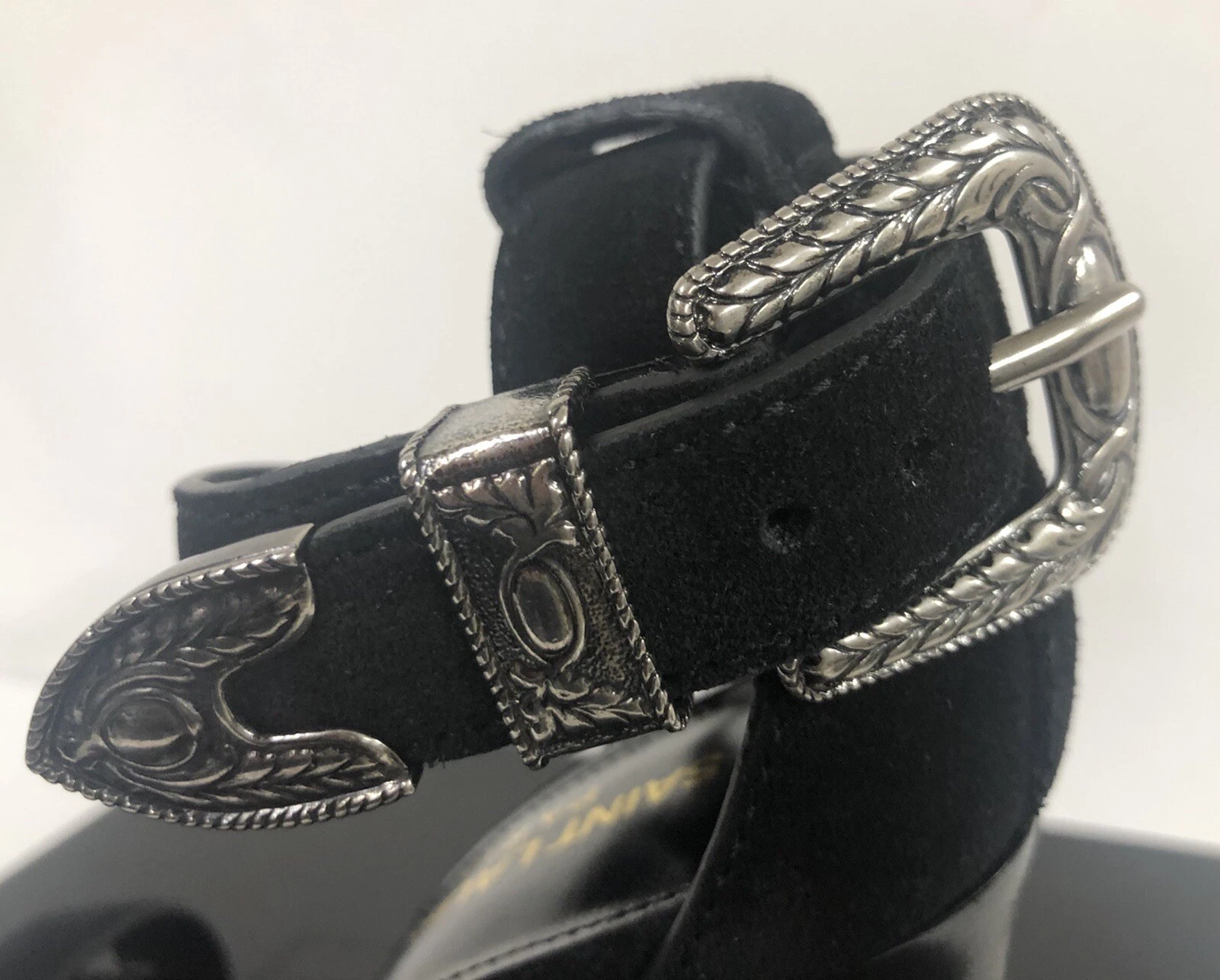 SAINT LAURENT (YSL) Sandali nuovi con scatola Saint Laurent Mica Western fibbia neri 105 mm 36 5 EU 6 5US $1095 00