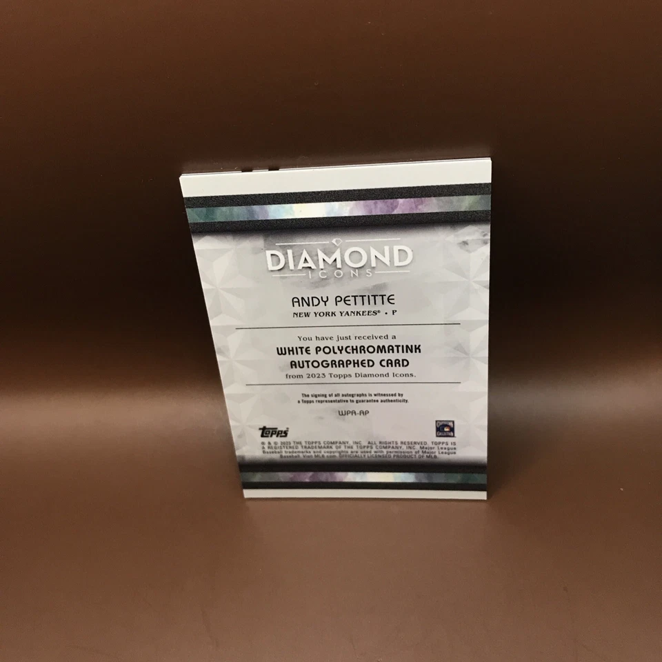 2023 Topps Diamond Icons Andy Pettitte Black Polychromatink Purple Auto #14/15 - Image 3 of 3