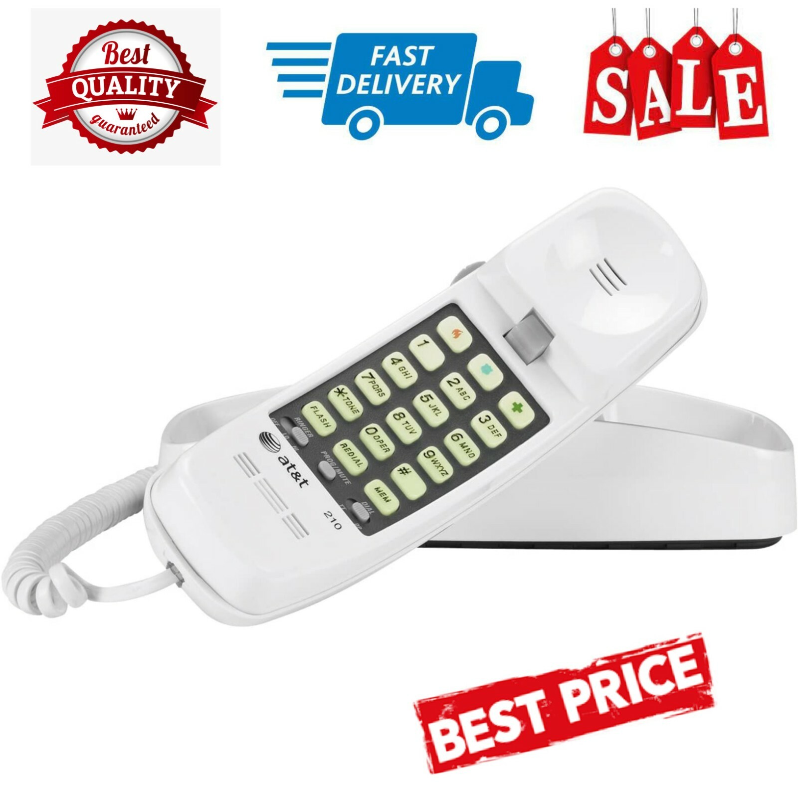 AT&T 210M Trimline Corded Phone - White for sale online | eBay