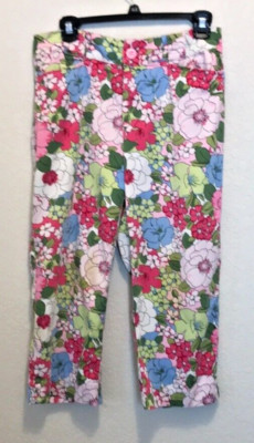 Strag Strich White Stag Stretch Floral Capris Size 6 | eBay