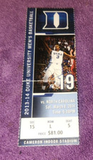 2014 UNC TAR HEELS at DUKE Blue Devils game Ticket stub 3/8/2014 15/L/5