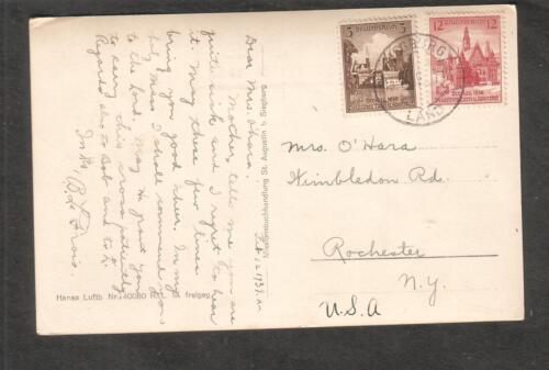 1938 Mission St Augustin post card Breslau stamps Siegburg to Rochester NY - Picture 1 of 2