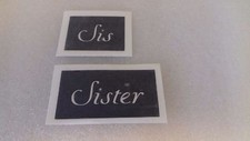 Sister & Sis word stencils (mixed) for etching on glass present gift hobby craft