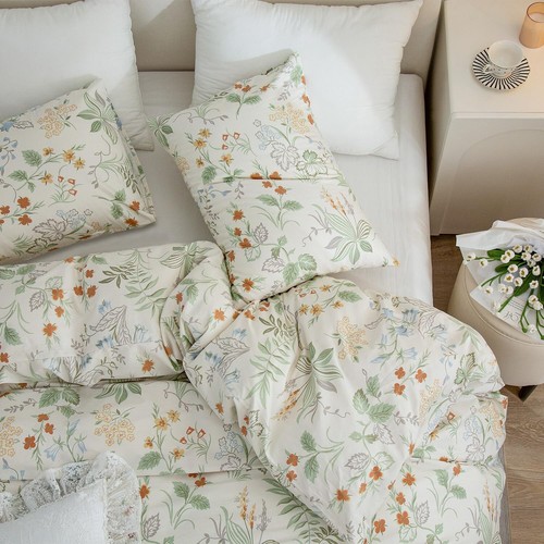 Rust Floral Duvet Cover Queen, 3 Pieces Soft Breathable Cotton Duvet Cover Se... - Picture 4 of 7