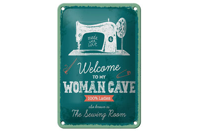 Blechschild Spruch 20x30 cm Welcome to my woman cave made with love Schild
