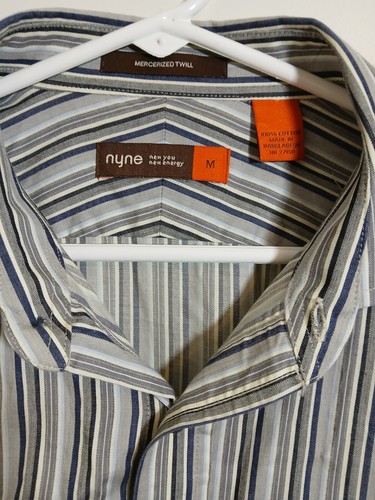 NYNE New York Herrenhemd Größe M Button-Down Langarm gestreift grau - Bild 2 von 3