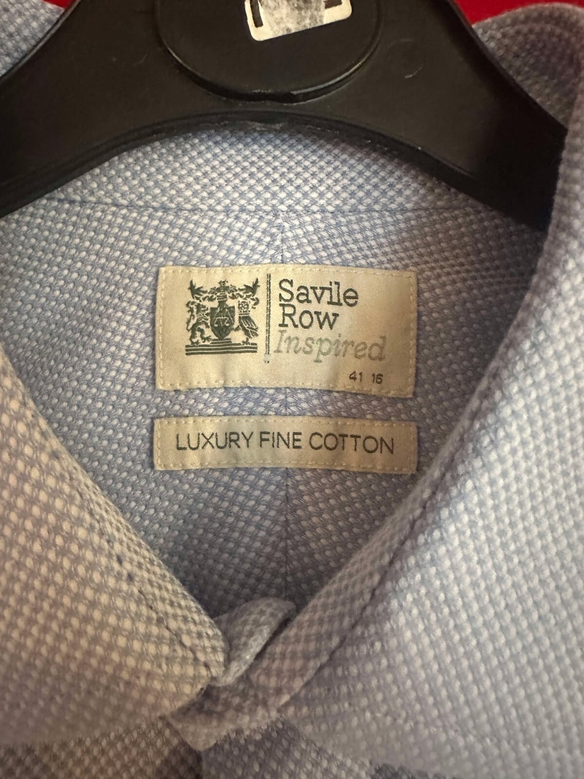 Camicia blu M&S Saville ispirata alla fila lusso fine cotone pallido abito 16" 41"